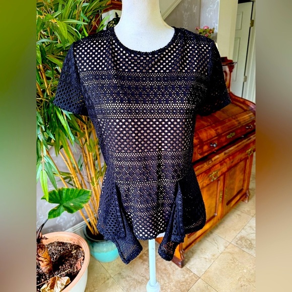 BCBG Maxazria Vicktoria Peplum Lace Blouse
Black Tan medium - Picture 3 of 16